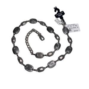 Van Heusen Medallion Link Chain Belt Adjustable Clip Western Silver Womens M/L